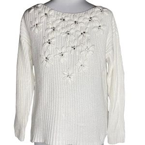 Ruby Rd Floral Embellished Sweater Size Petite L